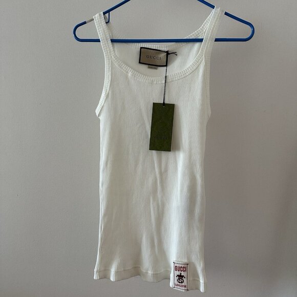 NWT GUCCI Cotton tank top with Cosmogonie label Sz S 100% Authentic Ribbed - Picture 5 of 11